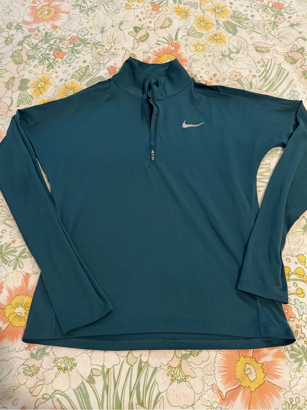 Nike Teal Long-Sleeve Quarter-Zip Performance Top